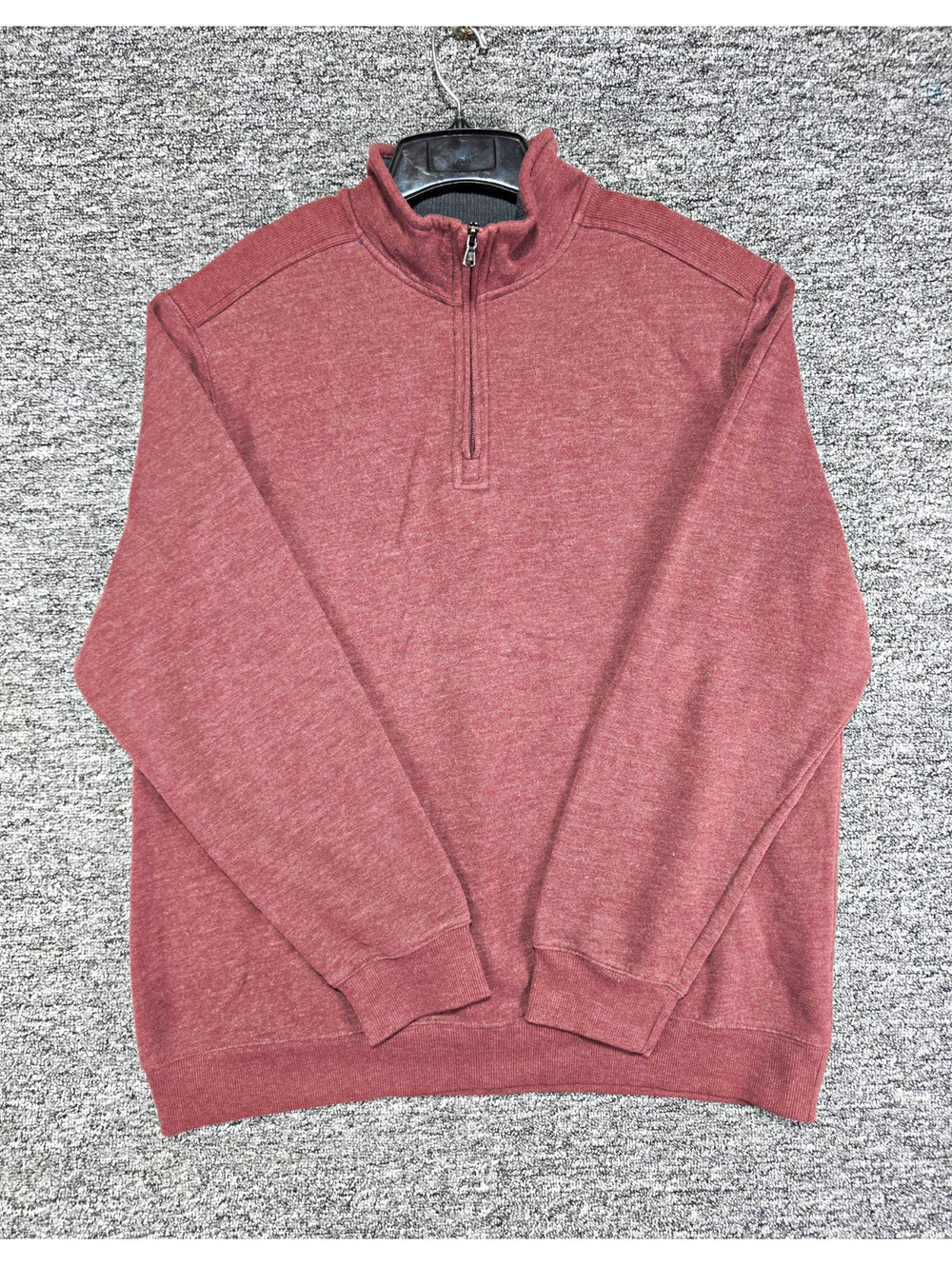 Vtg Arrow Knit Pullover Sweater Mens XL Burgundy Mock Neck 1/4 Zip Long Sleeve